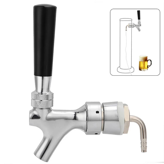 Draft Beer Faucet, Chrome Plating Kegerator Beer Tap Faucets with 1 - 2/5''X3/16'' Brass Tube Elbow, Homebrew Tower Shank Assembly - CleanOva