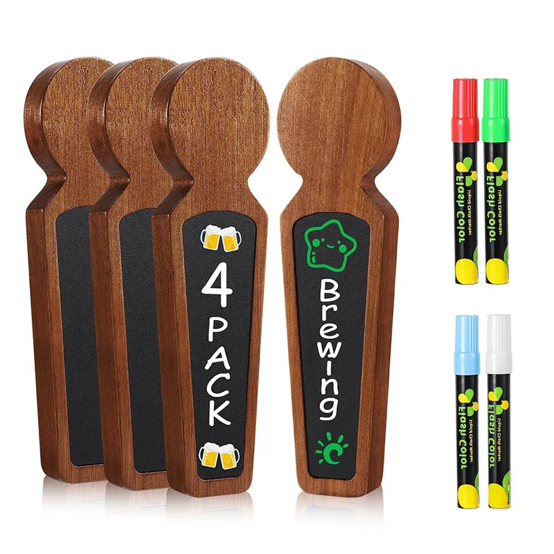 4-Pack Wooden Chalkboard Tap Handles – Custom Label Set