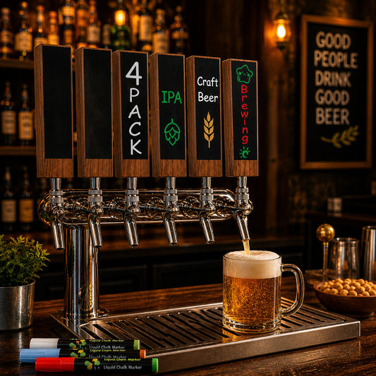 4-Pack Wooden Chalkboard Tap Handles – Custom Label Set