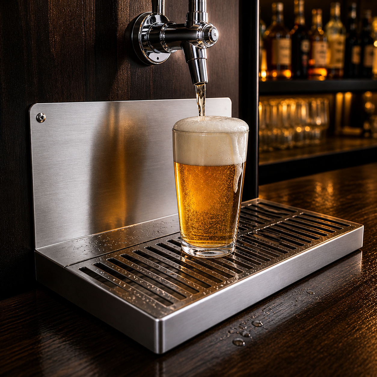 Stainless Steel Beer Drip Tray – Wall Mounted with Drain