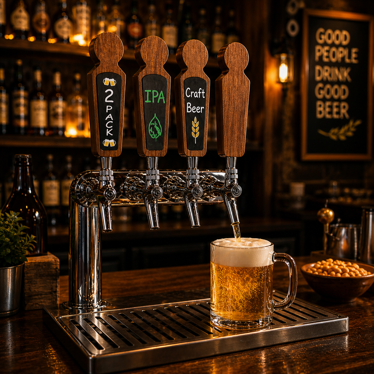 Premium Chalkboard Tap Handle – Wooden Customizable Design