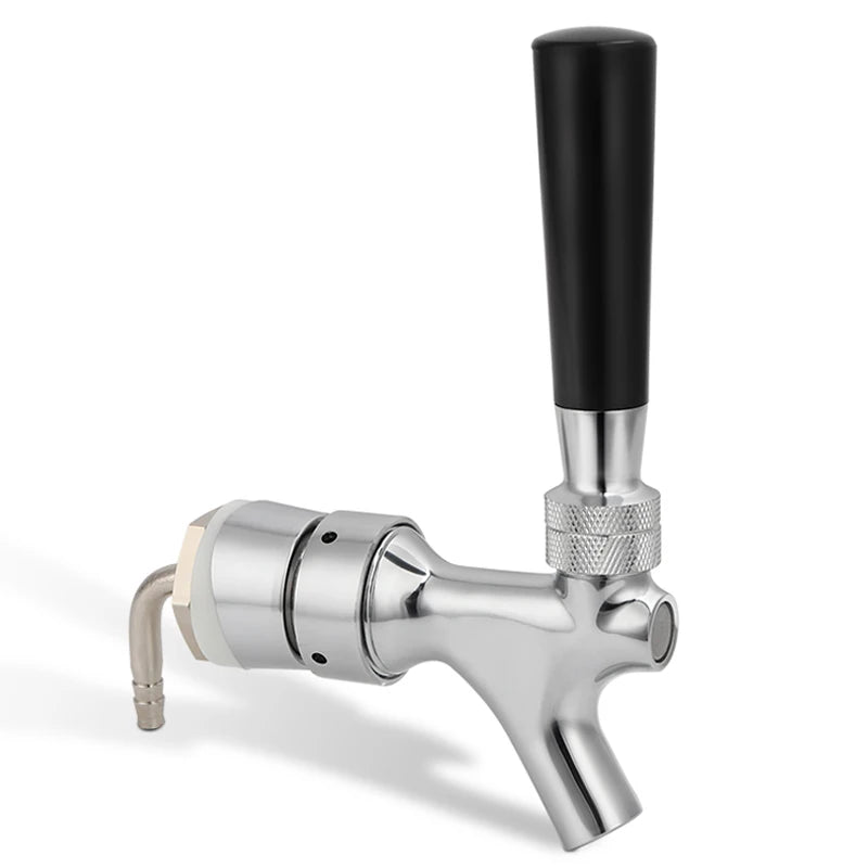 Draft Beer Faucet, Chrome Plating Kegerator Beer Tap Faucets with 1 - 2/5''X3/16'' Brass Tube Elbow, Homebrew Tower Shank Assembly - CleanOva
