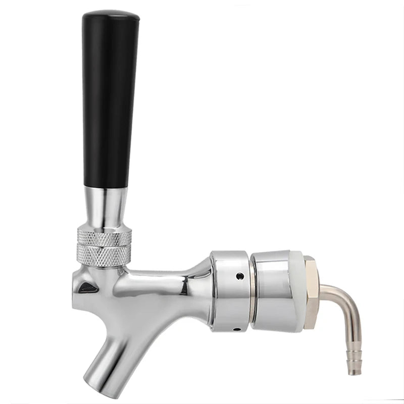 Draft Beer Faucet, Chrome Plating Kegerator Beer Tap Faucets with 1 - 2/5''X3/16'' Brass Tube Elbow, Homebrew Tower Shank Assembly - CleanOva