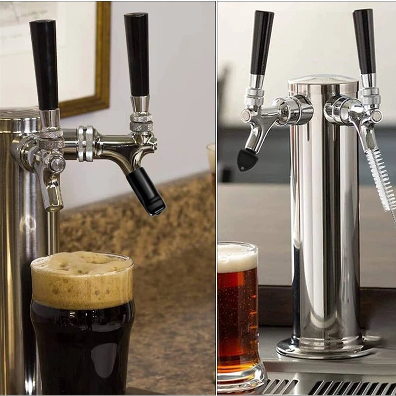 Dual Faucet Draft Beer Tower,3" Dia.Polished Beer Column Kegerator Homebrew Dispenser Kit with Pre - Assembled Tubing Wrench Tools - CleanOva