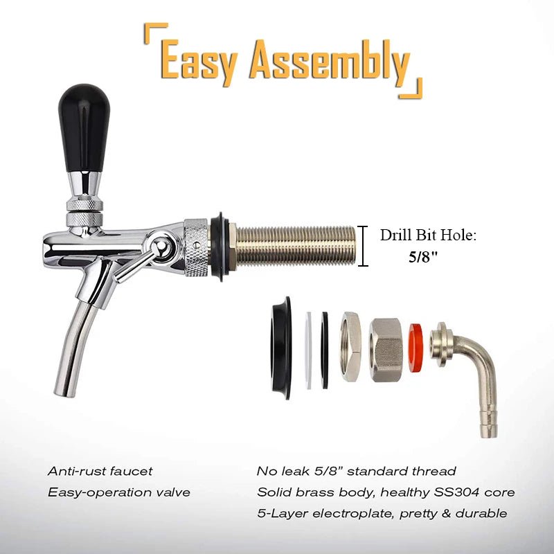 Home Brewing Beer Tap,100mm/120mm Long Shank Adjustable Draft Beer Faucet Tap Kegerator Tap Dispenser Bar Wine Tools ,Wholesale - CleanOva