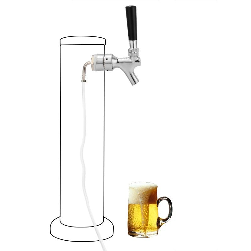 Draft Beer Faucet, Chrome Plating Kegerator Beer Tap Faucets with 1 - 2/5''X3/16'' Brass Tube Elbow, Homebrew Tower Shank Assembly - CleanOva