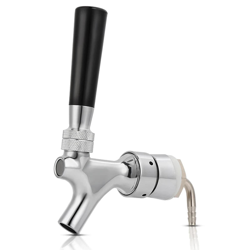 Draft Beer Faucet, Chrome Plating Kegerator Beer Tap Faucets with 1 - 2/5''X3/16'' Brass Tube Elbow, Homebrew Tower Shank Assembly - CleanOva