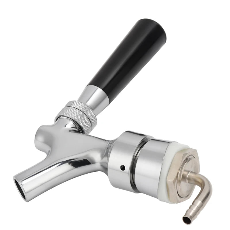 Draft Beer Faucet, Chrome Plating Kegerator Beer Tap Faucets with 1 - 2/5''X3/16'' Brass Tube Elbow, Homebrew Tower Shank Assembly - CleanOva
