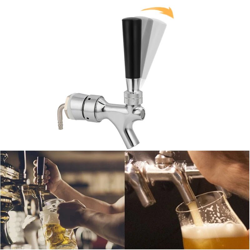 Draft Beer Faucet, Chrome Plating Kegerator Beer Tap Faucets with 1 - 2/5''X3/16'' Brass Tube Elbow, Homebrew Tower Shank Assembly - CleanOva