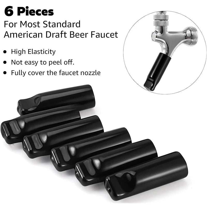 6-Pack Beer Tap Covers – Rubber Faucet Caps for Clean Draft Systems