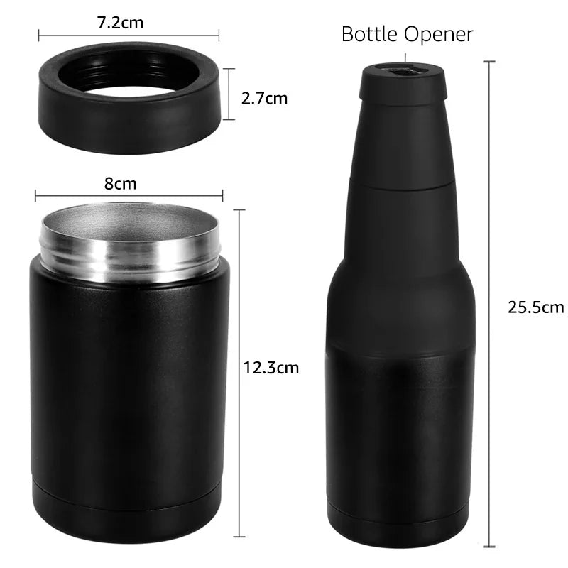 3-in-1 Beer Cooler – Insulated Stainless Steel Bottle & Can Holder