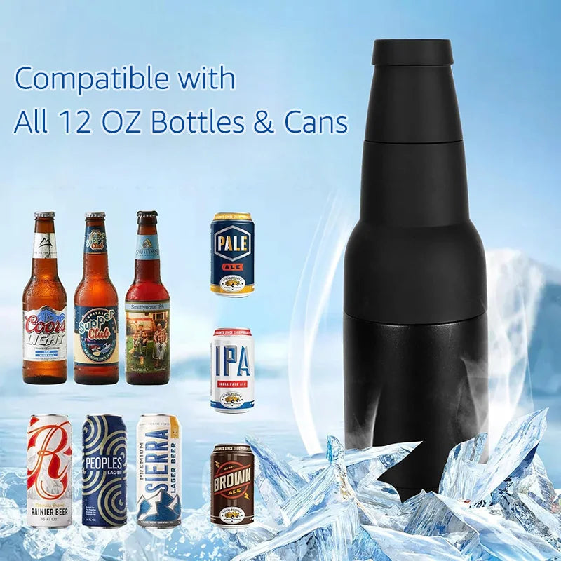 3-in-1 Beer Cooler – Insulated Stainless Steel Bottle & Can Holder