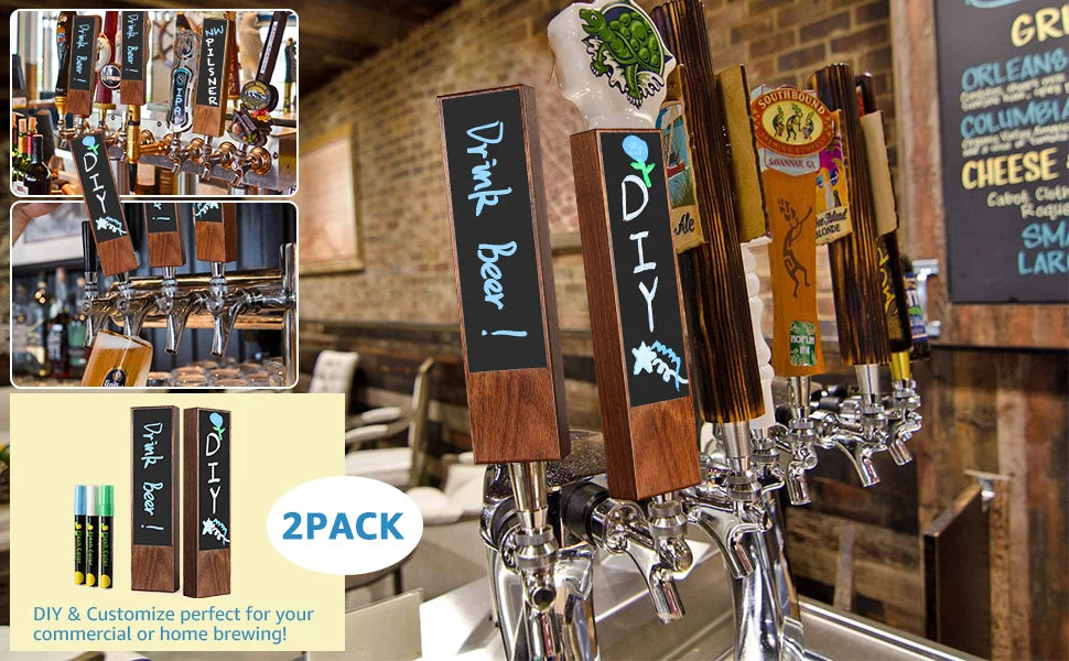 Premium Chalkboard Tap Handle – Wooden Customizable Design
