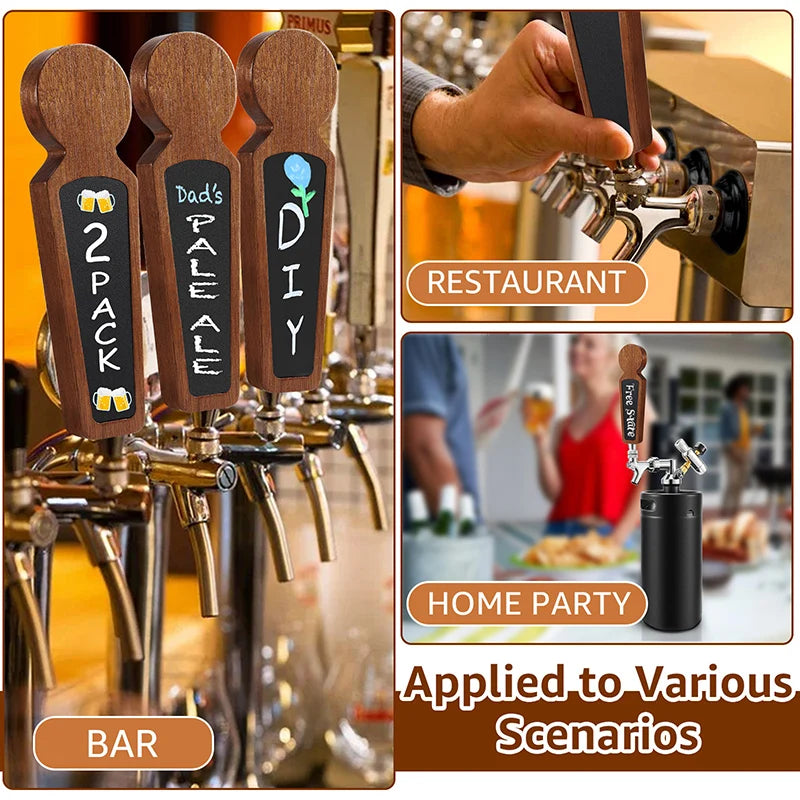 Premium Chalkboard Tap Handle – Wooden Customizable Design