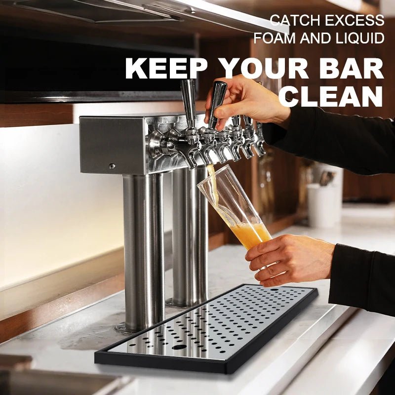 Homebrew Surface Mounted Beer Drip Tray,50cm Long Shape Kegerator Draft Tower Drip Tray for Beer Beverage No Drain Type Bar Tool - CleanOva