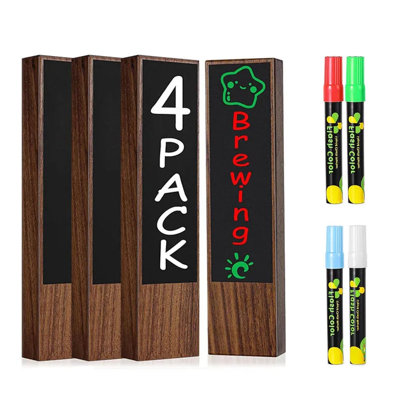 4-Pack Wooden Chalkboard Tap Handles – Custom Label Set