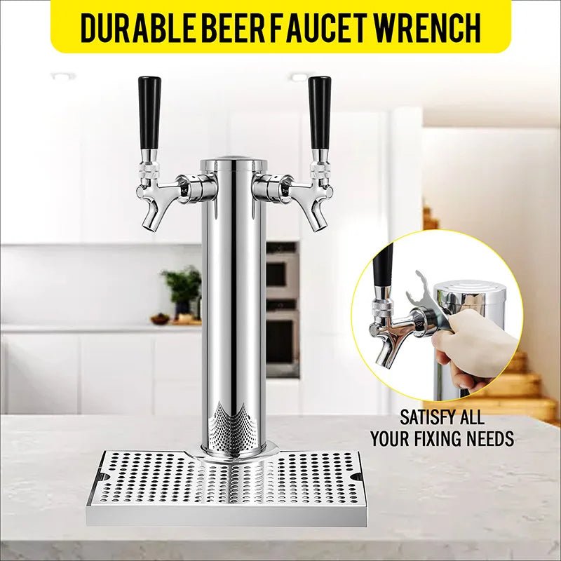Dual - Faucet Beer Tower,Craft Beer Column Kit with Tap,Co2 Regulator,Keg Coupler and Drip Tray, Homebrew Bar Kegerator Dispenser - CleanOva