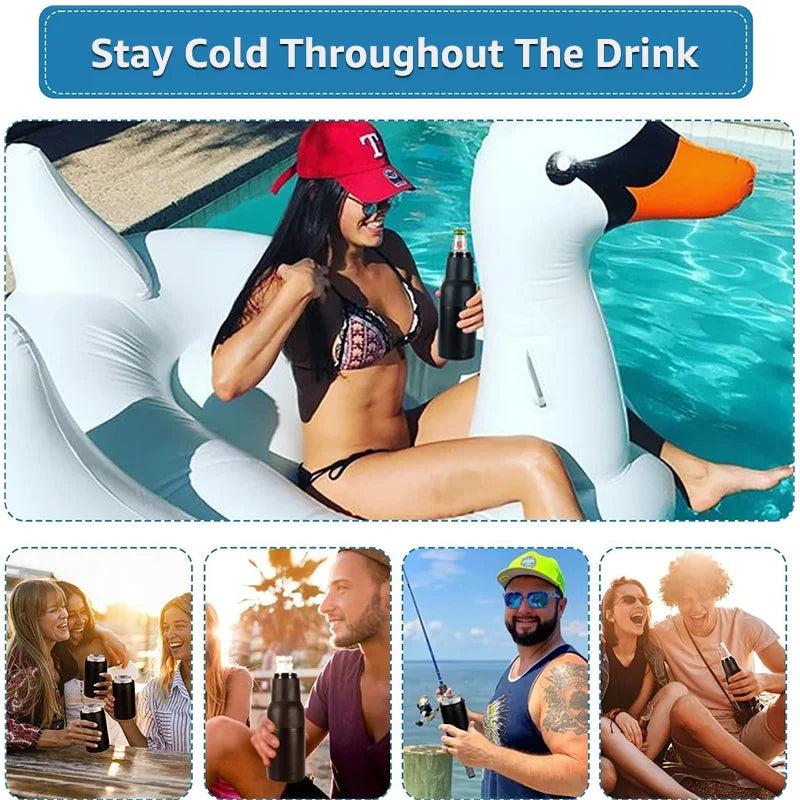 3-in-1 Beer Cooler – Insulated Stainless Steel Bottle & Can Holder