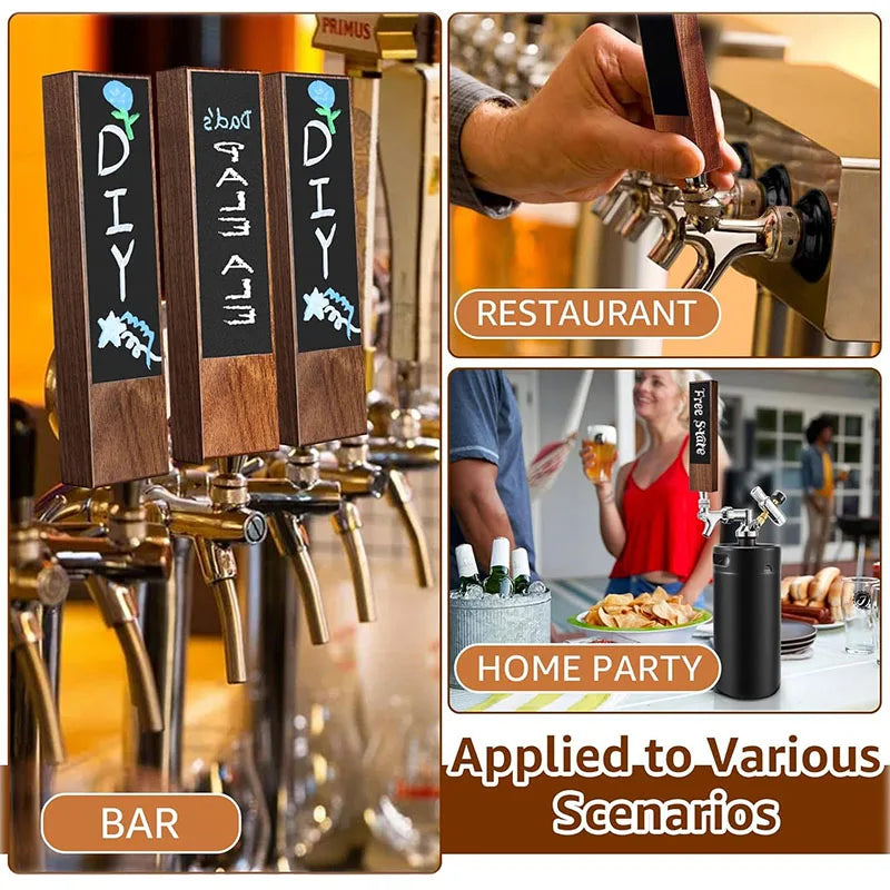 4-Pack Wooden Chalkboard Tap Handles – Custom Label Set