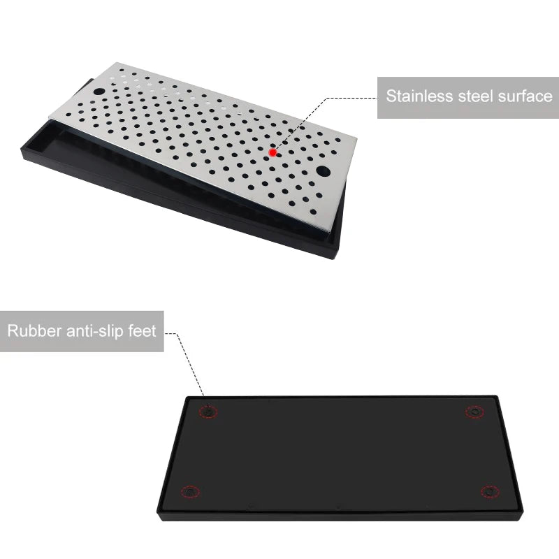 Homebrew Surface Mounted Beer Drip Tray,50cm Long Shape Kegerator Draft Tower Drip Tray for Beer Beverage No Drain Type Bar Tool - CleanOva
