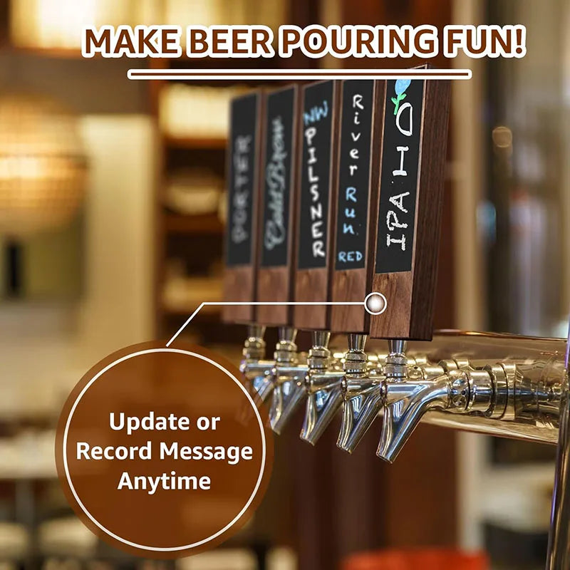 4-Pack Wooden Chalkboard Tap Handles – Custom Label Set