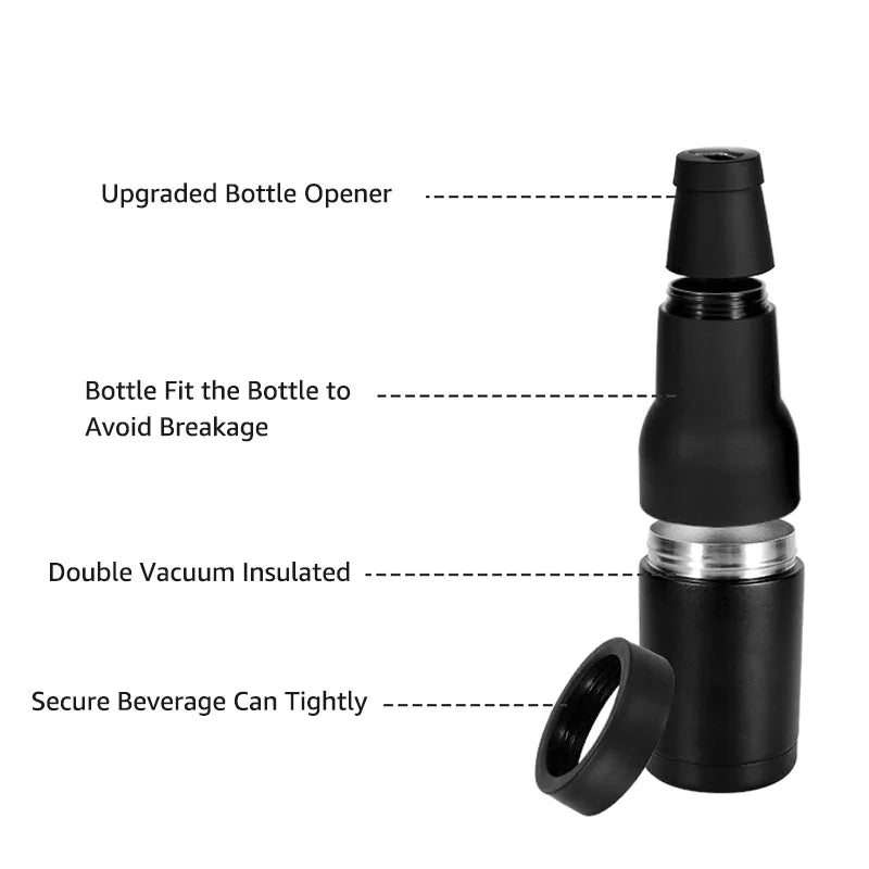 3-in-1 Beer Cooler – Insulated Stainless Steel Bottle & Can Holder