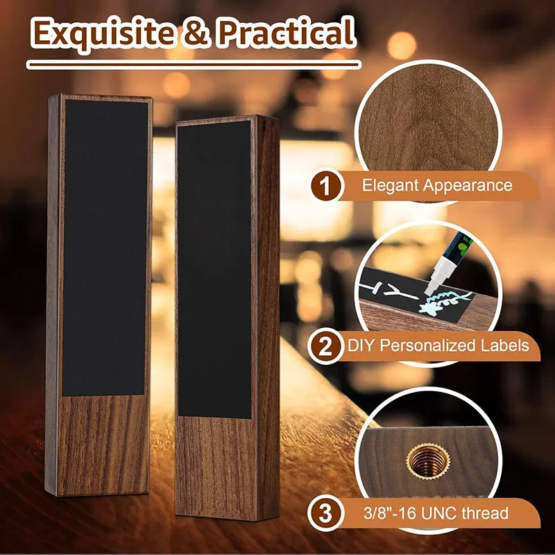 4-Pack Wooden Chalkboard Tap Handles – Custom Label Set